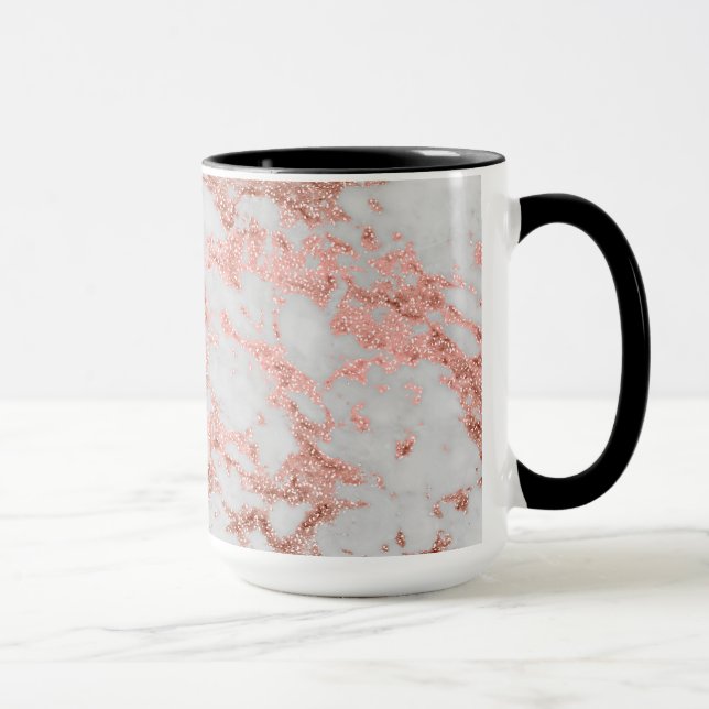 Modern Marble Rose Gold Glitter Mug (Right)
