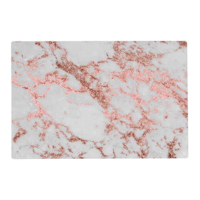 Modern Marble Rose Gold Glitter Placemat (Front)