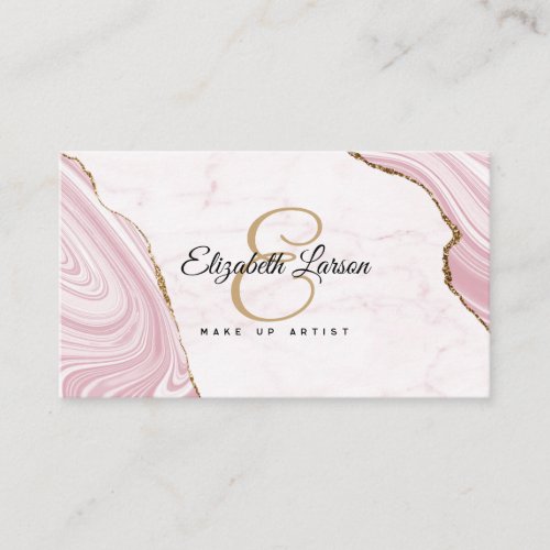 Modern Marble Rose Gold Glitter QR Salon Makeup Business Card