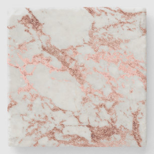 Modern Marble Rose Gold Glitter Stone Coaster