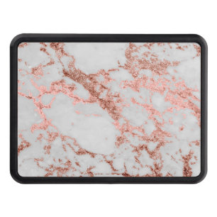 Modern Marble Rose Gold Glitter Trailer Hitch Cover