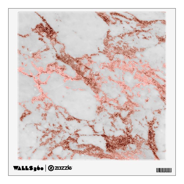 Modern Marble Rose Gold Glitter Wall Decal (Front)