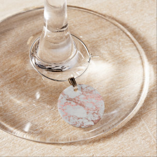 Modern Marble Rose Gold Glitter Wine Charm