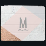 Modern Marble, rose gold, gray and blush pink iPad Smart Cover<br><div class="desc">Modern faux Marble,  rose gold,  gray and blush pink design. With space for a name. Background color and text color can be altered. Part of a modern collection.</div>