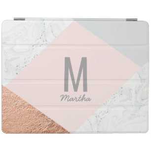 Modern Marble, rose gold, gray and blush pink iPad Smart Cover