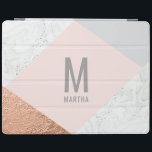 Modern Marble, rose gold, gray and blush pink iPad Smart Cover<br><div class="desc">Modern faux Marble,  rose gold,  gray and blush pink design. With space for a name. Background color and text color can be altered. Part of a modern collection.</div>