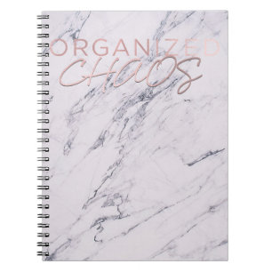 Modern Marble Rose Gold Pink Organized Chaos Notebook