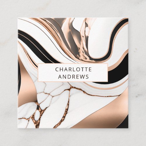 Modern Marble Rosegold Square Business Card