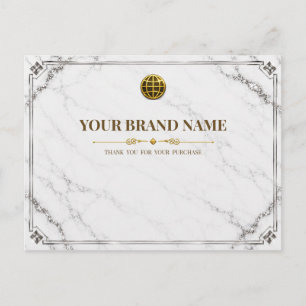 Modern Marble Silver Jewelry Packing Slip Postcard