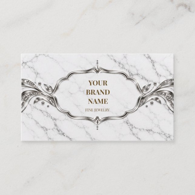 Modern Marble Silver Mini Bracelet Wrap Card (Front)