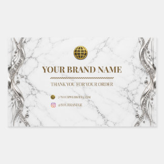 Modern Marble Silver Rectangle Box Label