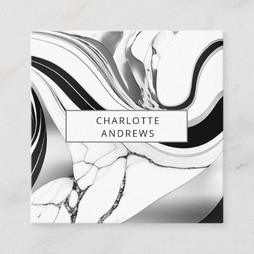 Modern Marble Silver Square Business Card