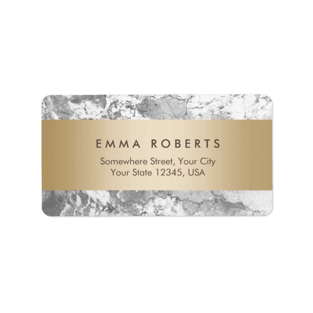 Modern Marble Stone Gold Striped Elegant Label (Front)