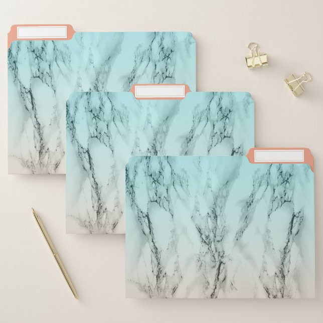 Modern Marble Stone Ombre Blue and Pink File Folder (Set)
