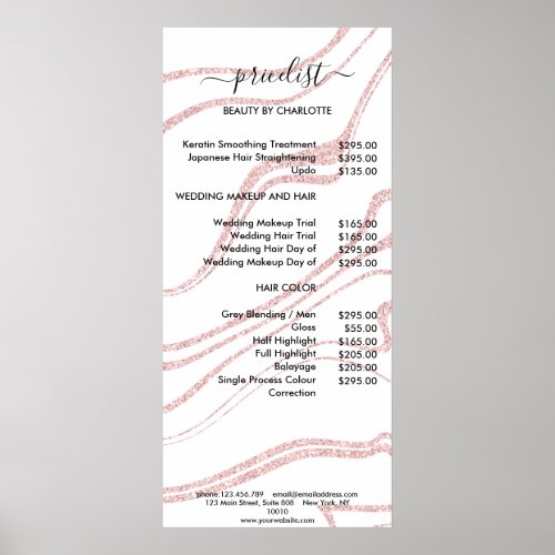 Modern Marble Style Pricelist Poster