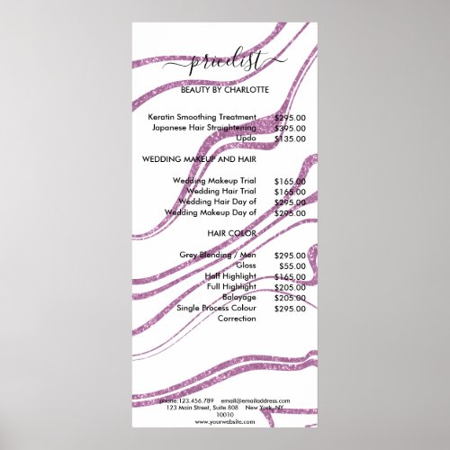 Modern Marble Style Pricelist Poster