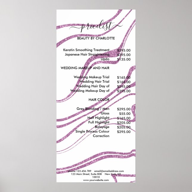 Modern Marble Style Pricelist Poster (Front)
