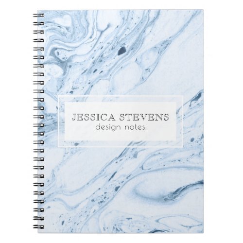 Modern Marble Swirls White  Blue_Gray Notebook