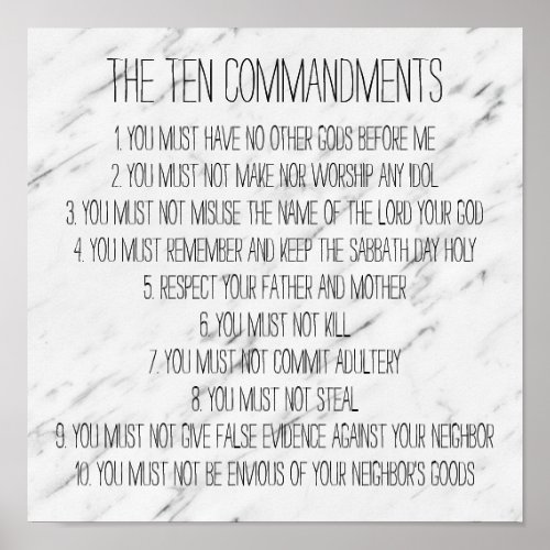 Modern Marble Ten Commandments Sign