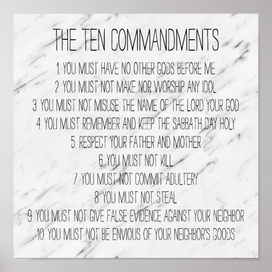 Modern Marble Ten Commandments Sign | Zazzle.com