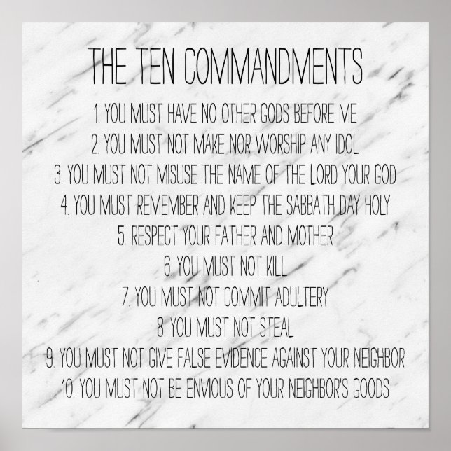 Modern Marble Ten Commandments Sign (Front)