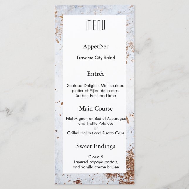 Modern Marble Texture Wedding Design MENU (Front)