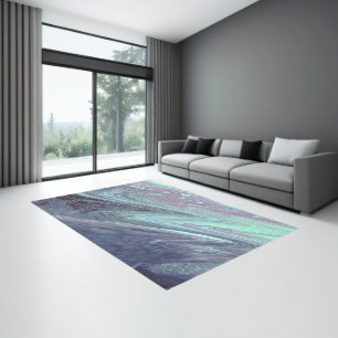Modern Marble Textured Art Blue Swirl Rug
