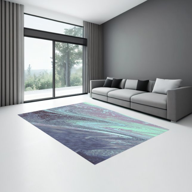 Modern Marble Textured Art Blue Swirl Rug (Insitu (Indoor 3))