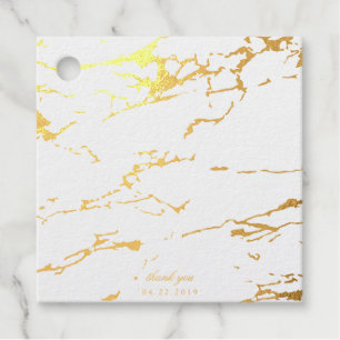Modern Marble Thank You Real Gold Foil Favor Tags