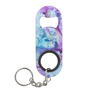 *~* Modern Marble Violet Blue Purple Watercolor Keychain Bottle Opener