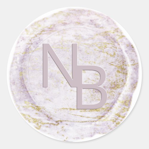 Modern Marble Violet Monogrammed Wax Seal Sticker