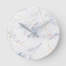 Modern Marble Wall Clock White Gray and Gold