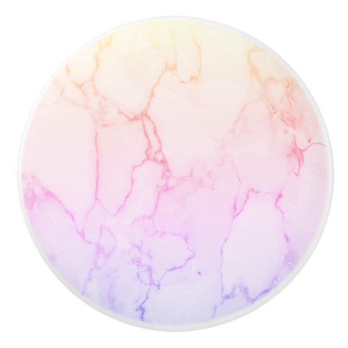 Modern Marble Watercolor Pink  Purple Name Ceramic Knob