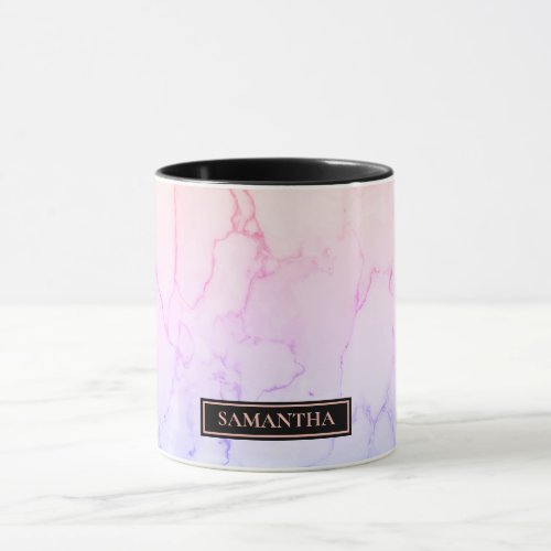 Modern Marble Watercolor Pink  Purple Name Mug