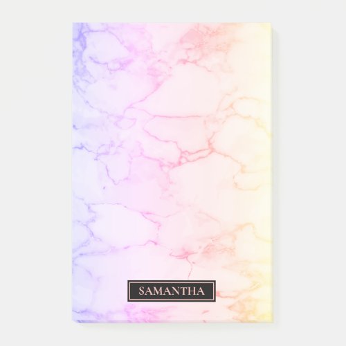 Modern Marble Watercolor Pink  Purple Name Post_it Notes