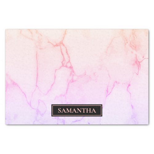 Modern Marble Watercolor Pink  Purple Name Tissue Paper