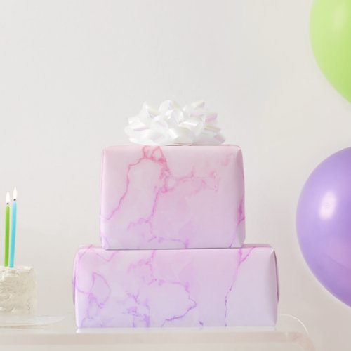 Modern Marble Watercolor Pink  Purple Name Wrapping Paper