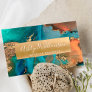 Modern marble watercolor turquoise orange & gold business card