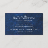 Modern marble watercolor turquoise orange & gold business card (Back)