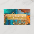 Modern marble watercolor turquoise orange & gold