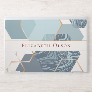 Modern Marble white black personalized name HP Laptop Skin