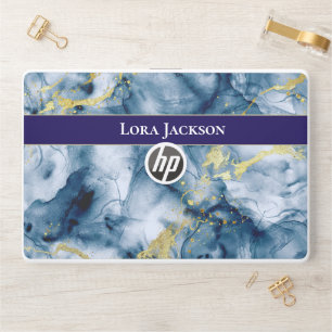 Modern Marble white personalized name HP Laptop Skin