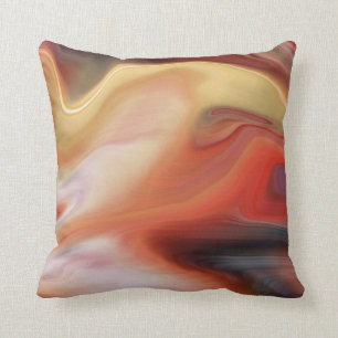 Modern Marbled Abstract orange russet peach Throw Pillow