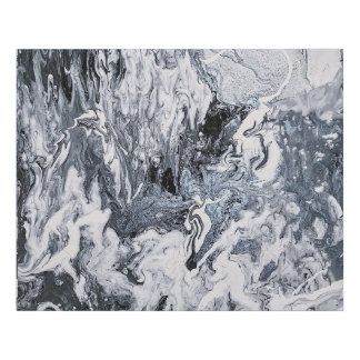 Modern Marbled grey silver Faux Canvas Print