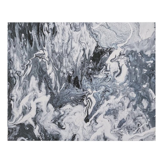Modern Marbled grey silver Faux Canvas Print (Front)