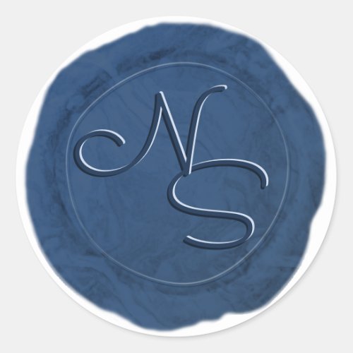 Modern Marbled Navy Wax Seal Monogram Sticker