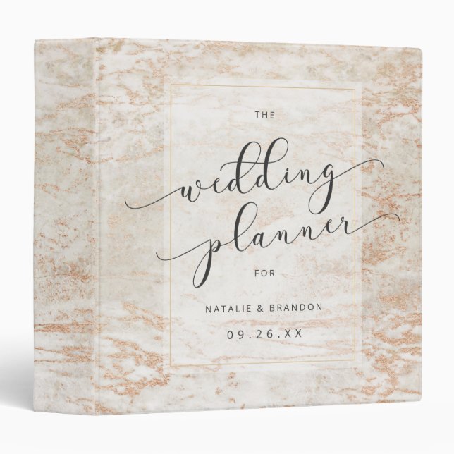 Modern Marbles in Beige Wedding Planner Binder (Front/Spine)