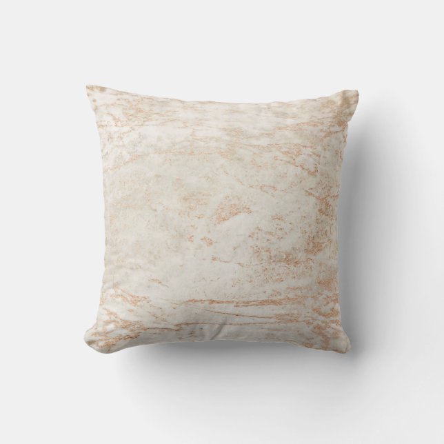 Modern Marbles in Beige with Copper Foil Throw Pillow (Front)