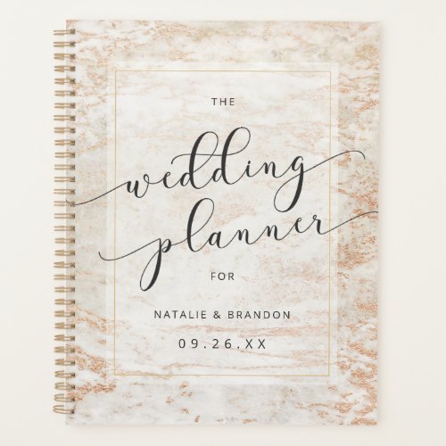 Modern Marbles in Beige with Copper Wedding Plans Planner