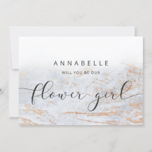 Modern Marbles in Blue Flower Girl Proposal Card
